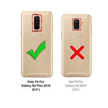 CoolGadget Handyhülle Denim Schutzhülle Flip Case für Samsung Galaxy A6 Plus 6 Zoll, Book Cover Handy Tasche Hülle für Samsung A6+ Klapphülle