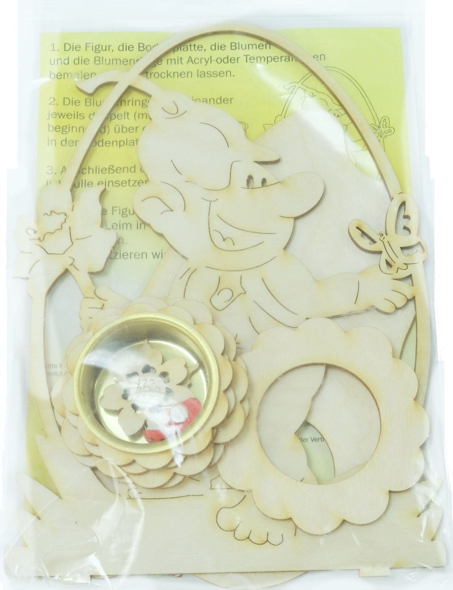 DeColibri Kreativset Bastelset Basteln Kinder Erwachsene Holz Osterdeko "Blumenzwerg", (Bastelset), Made in Germany, aus Holz, bemalbar