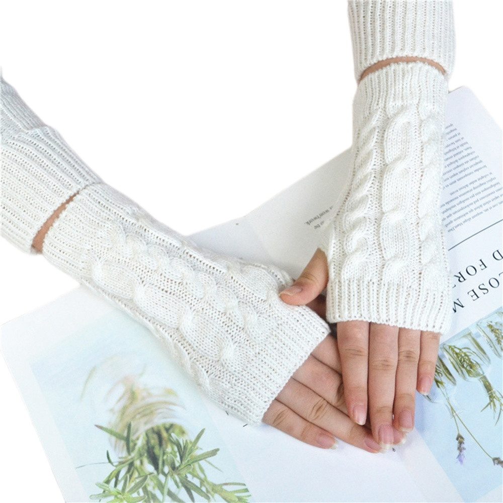 Coonoor Armstulpen Winter Fingerlose Handschuhe Unisex Warm Weiche Strickhandschuhe