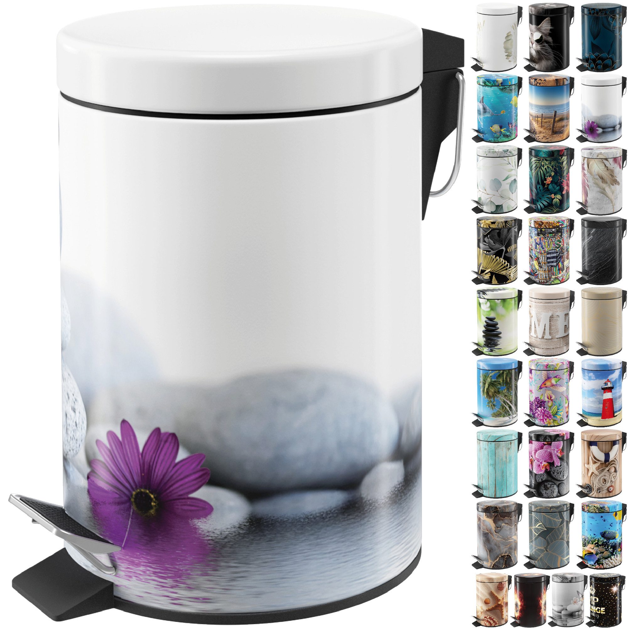 Sanilo Косметички mit Motiv, viele schöne Bad Мусорные урны zur Auswahl, 3 Liter, Abfalleimer mit Absenkautomatik & Innenbehälter