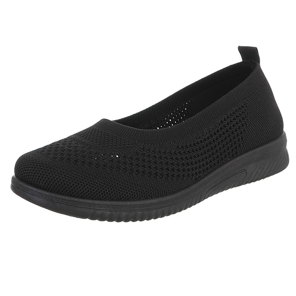 Ital-Design Leichter Freizeitschuh mit atmungsaktivem Obermaterial Slipper (91512048) Keilabsatz/Wedge Mokassins in Schwarz