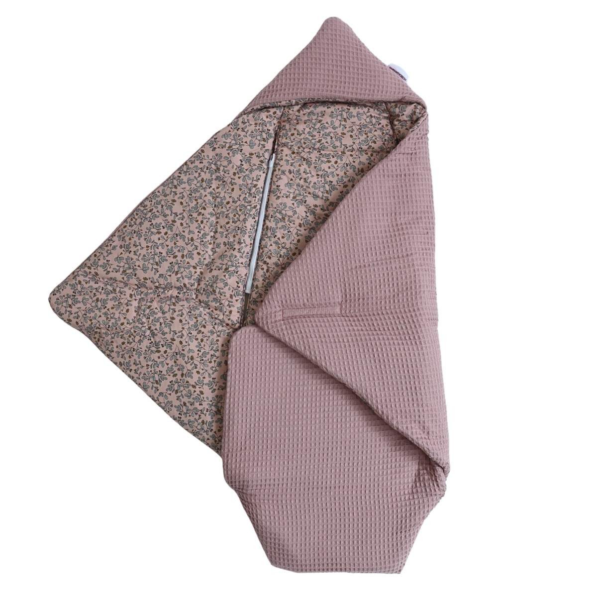 Babydecke Einschlagdecke Waffelmuster mauve/Blumenranken rosa, HOBEA-German günstig online kaufen