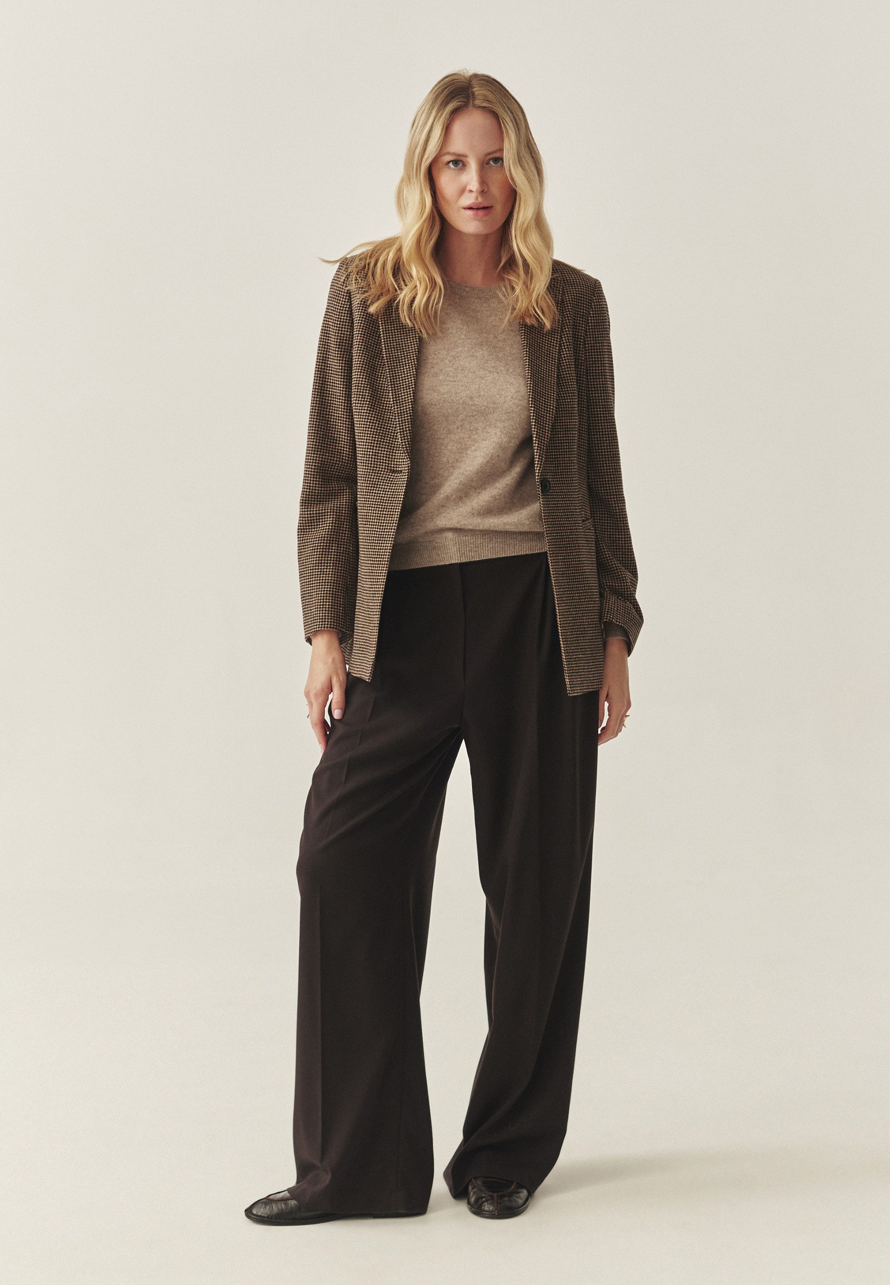 TATUUM Longblazer Wool Houndstooth Jacket - Soma