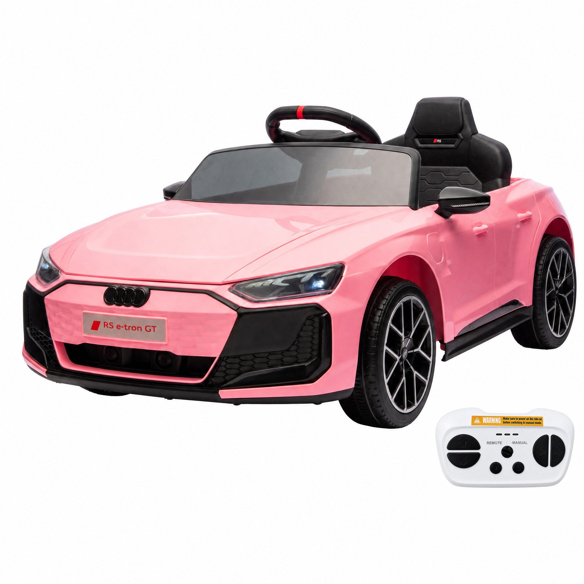 GarveeMore Elektro-Kinderauto License Audi RS E-tron GT, 12V, Fernbedienung, Sicherheitsgurt