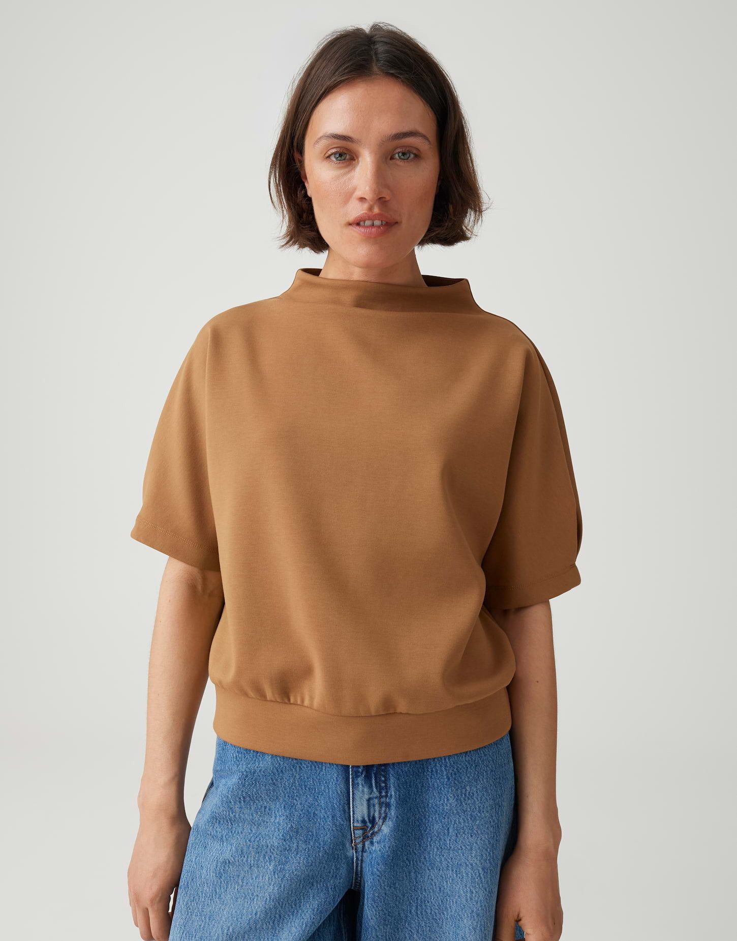 OPUS Sweatshirt Sweattop mit Funnel Neck Cleane Form mit modernem Detail