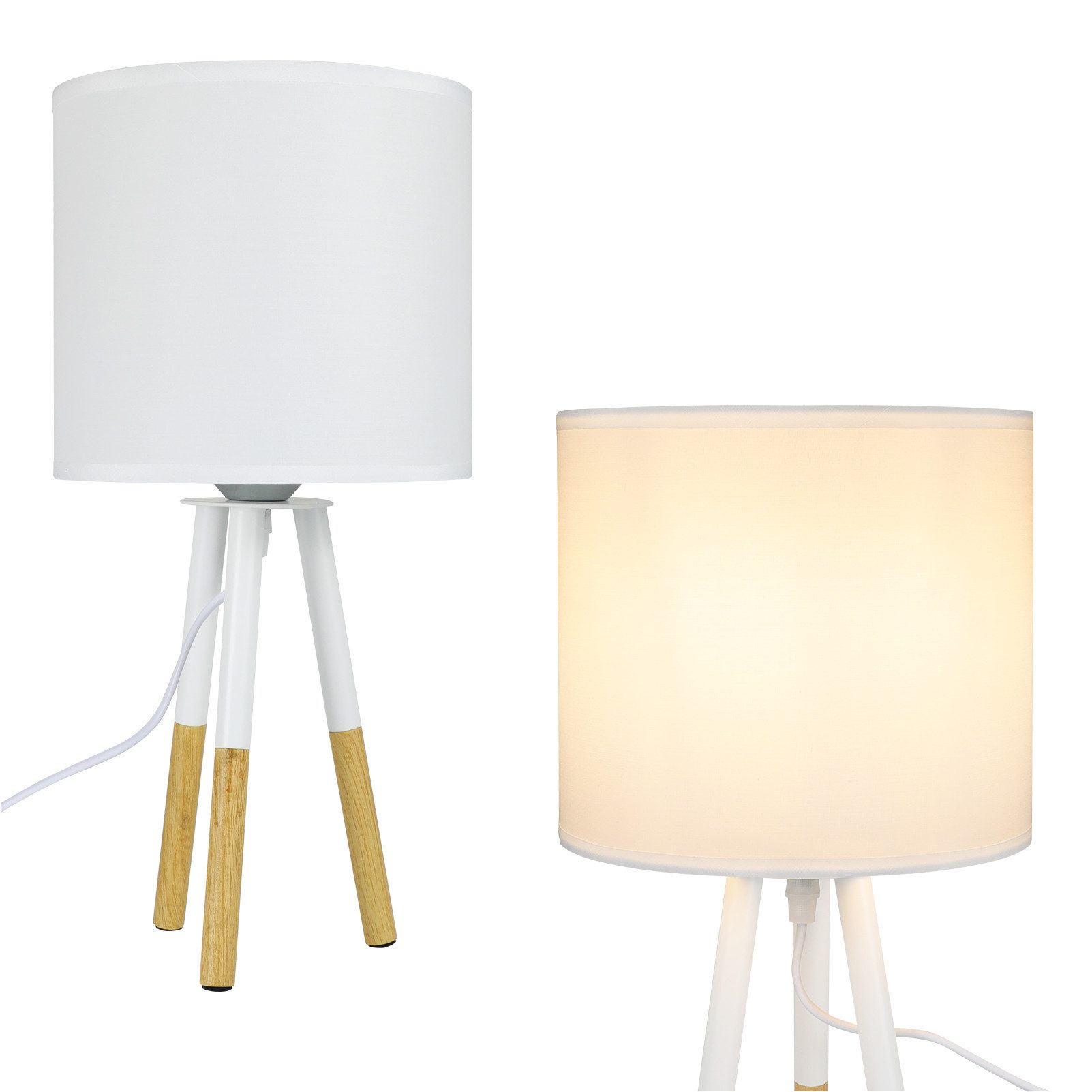 LED Tischleuchte Nachttischlampe Tischleuchte Holz - Tischlampe Schlafzimmer E27