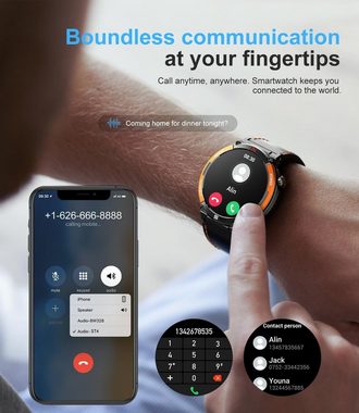 Lige Smartwatch (1,52 Zoll, Android iOS), Herren mit Telefonfunktion Bluetooth 420mAh Akku 5ATM Wasserdicht Uhr