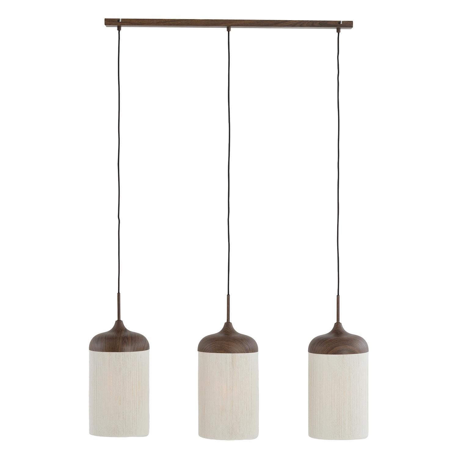 Light & Living Pendelleuchte DANIA, 90 x 32 cm, 3-flammig, Dunkelbraun, Creme, ohne Leuchtmittel, Metall, Lampenschirm mit Baumwollfäden, B 90 x H 32 x T 22 cm