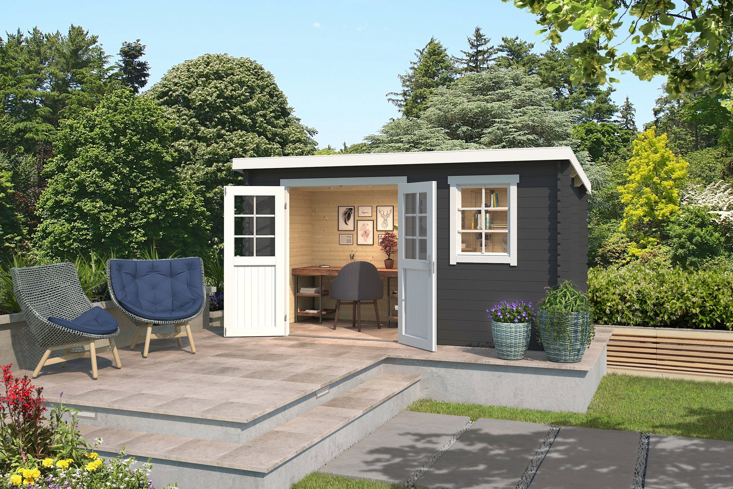 LASITA MAJA Gartenhaus Amira 175, BxT: 400x213 cm, Blockbohlenhaus 28mm