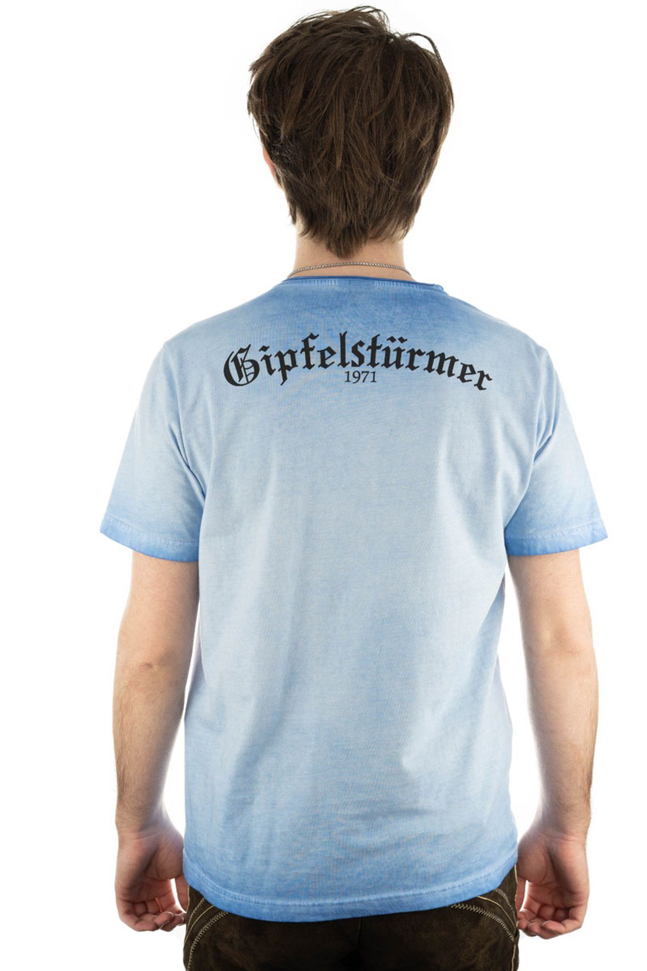 kornblau Motivdruck T-Shirt Ofapuo mit Kurzarm OS-Trachten Trachtenshirt