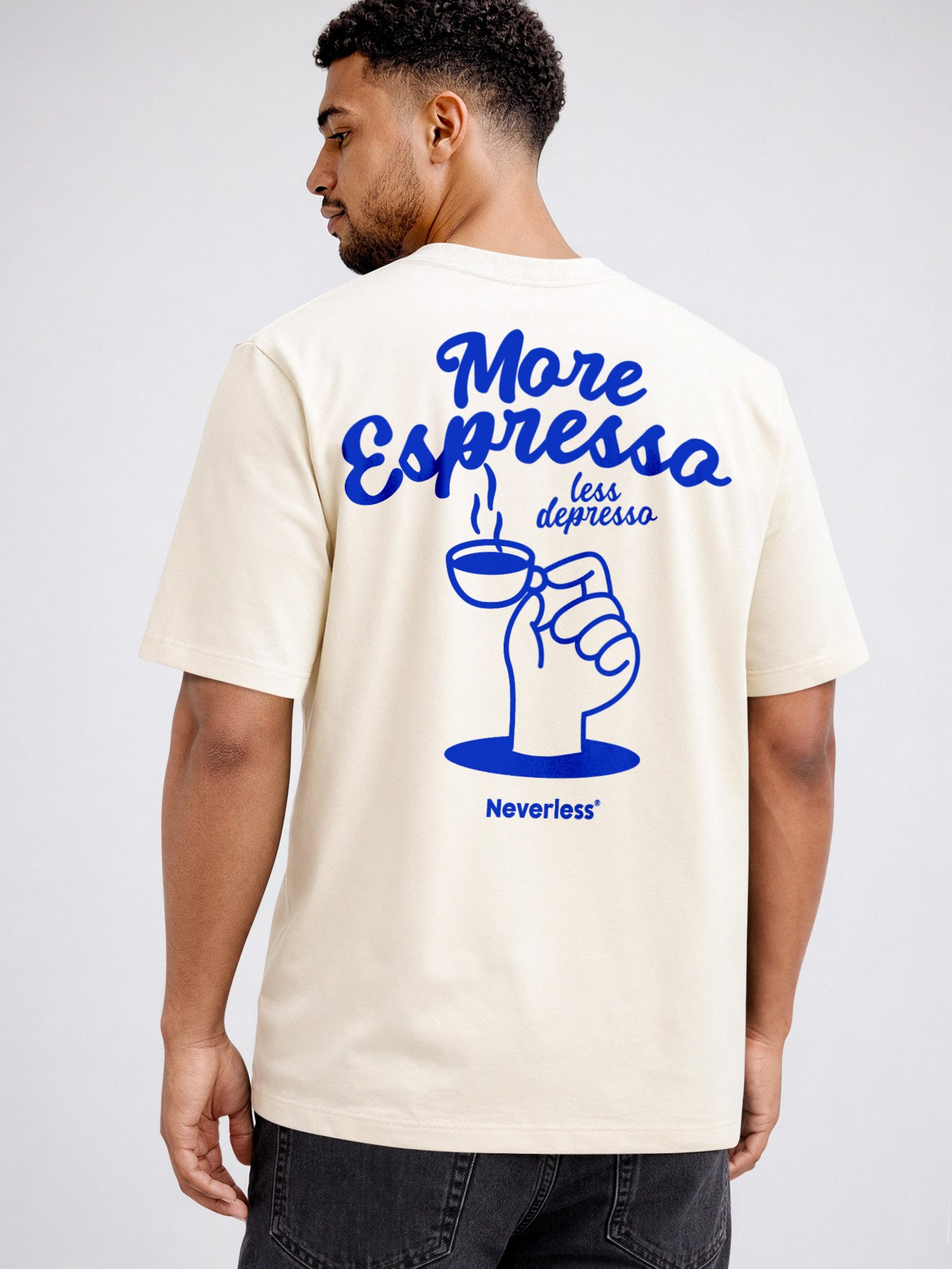 Neverless Oversize-Shirt Herren T-Shirt - More Espresso - Relaxed Fit Sommer Fashion mit Print – Bild 2 von 5