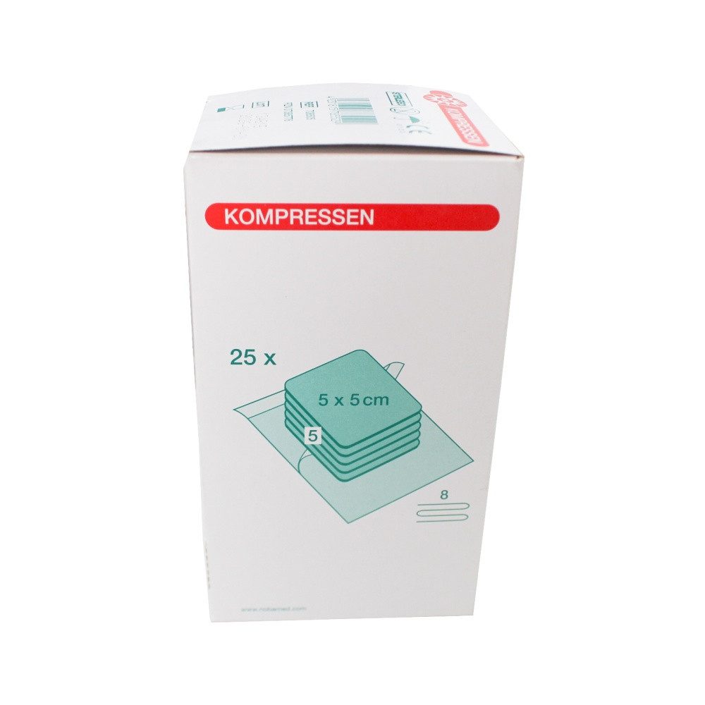 Nobamed Wundpflaster Mullkompressen steril, 8-fach, à 5 (25 St., 25 Sterilpacks à 5 Stk)
