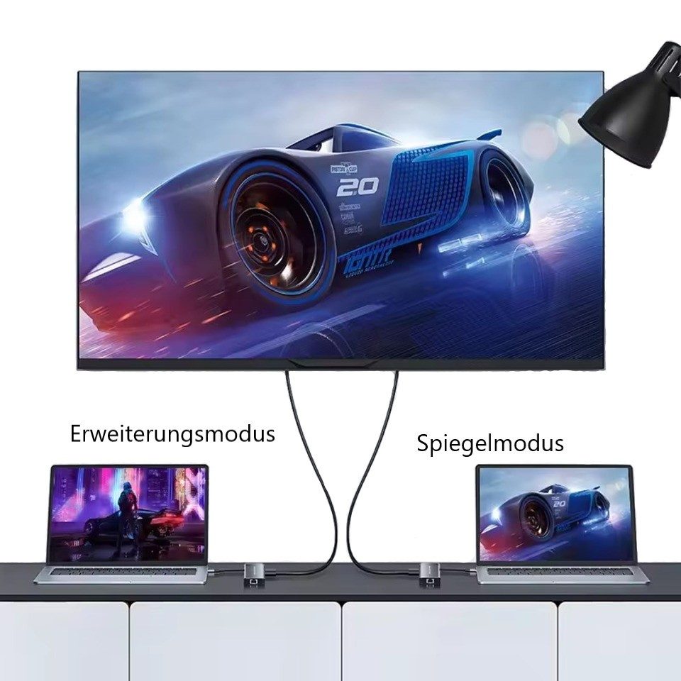 Montegoni 8-in-1 Type-C zu 4K HDMI Hub Adapter, 3x USB3.0, 1xRJ45 Computer-Adapter, 3x USB 3.0, SD- und TF-Kartenleser, Gigabit Ethernet RJ45-Port