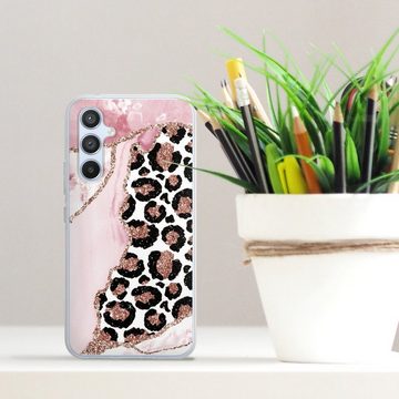 DeinDesign Handyhülle Leopard Glitzer Look Marmor Patterns and Textures Smooth Pink, Samsung Galaxy A54 5G Silikon Hülle Bumper Case Handy Schutzhülle