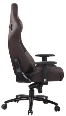 TPFLiving Gaming-Stuhl Kerstin mit bequemer Rückenlehne - höhenverstellbar und 360° drehbar (Schreibtischstuhl, Drehstuhl, Chefsessel, Konferenzstuhl), Gestell: Metall schwarz - Sitz: Echtleder braun
