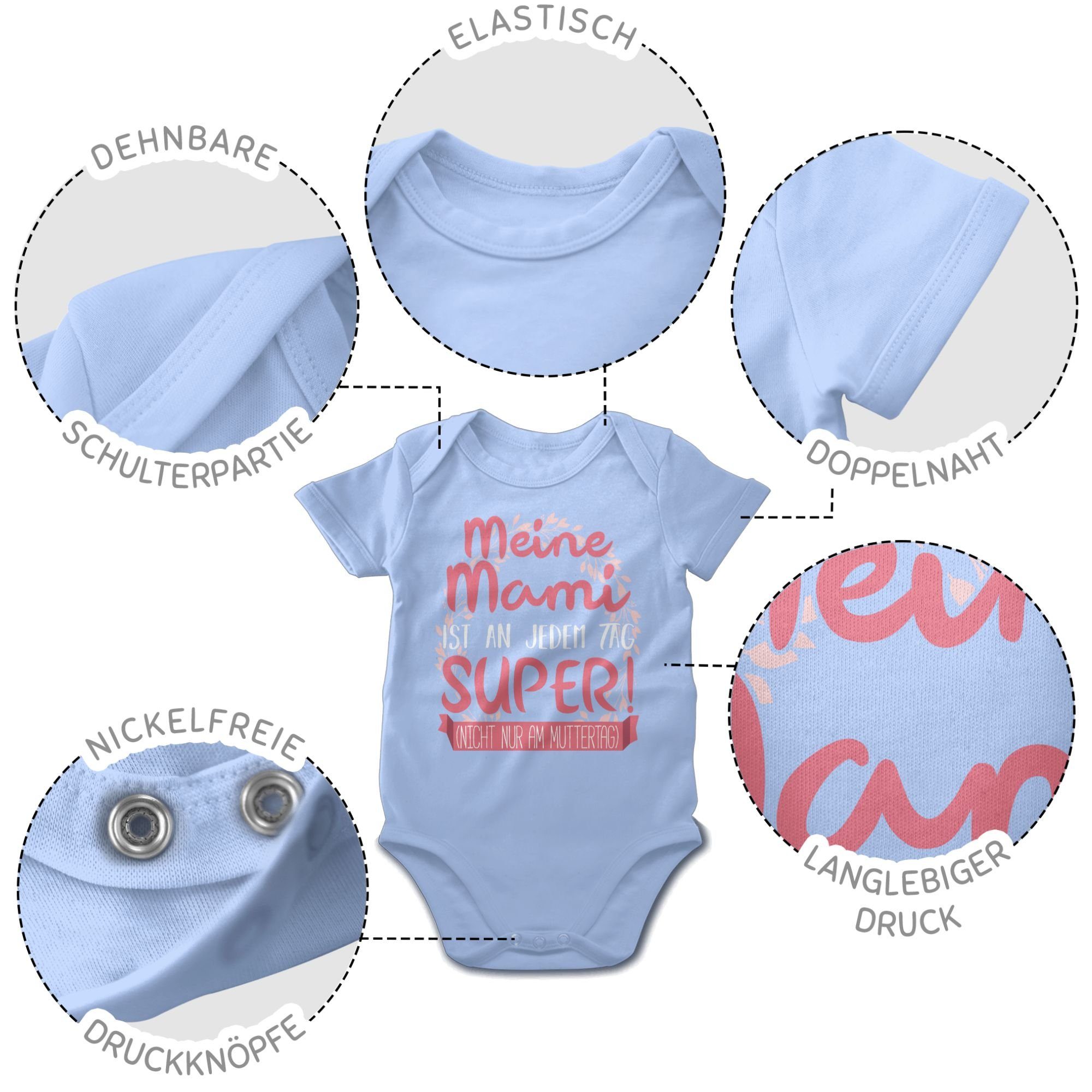 Meine ist super Muttertagsgeschenk 1 Shirtbody an Mami Babyblau Shirtracer (1-tlg) Tag jedem