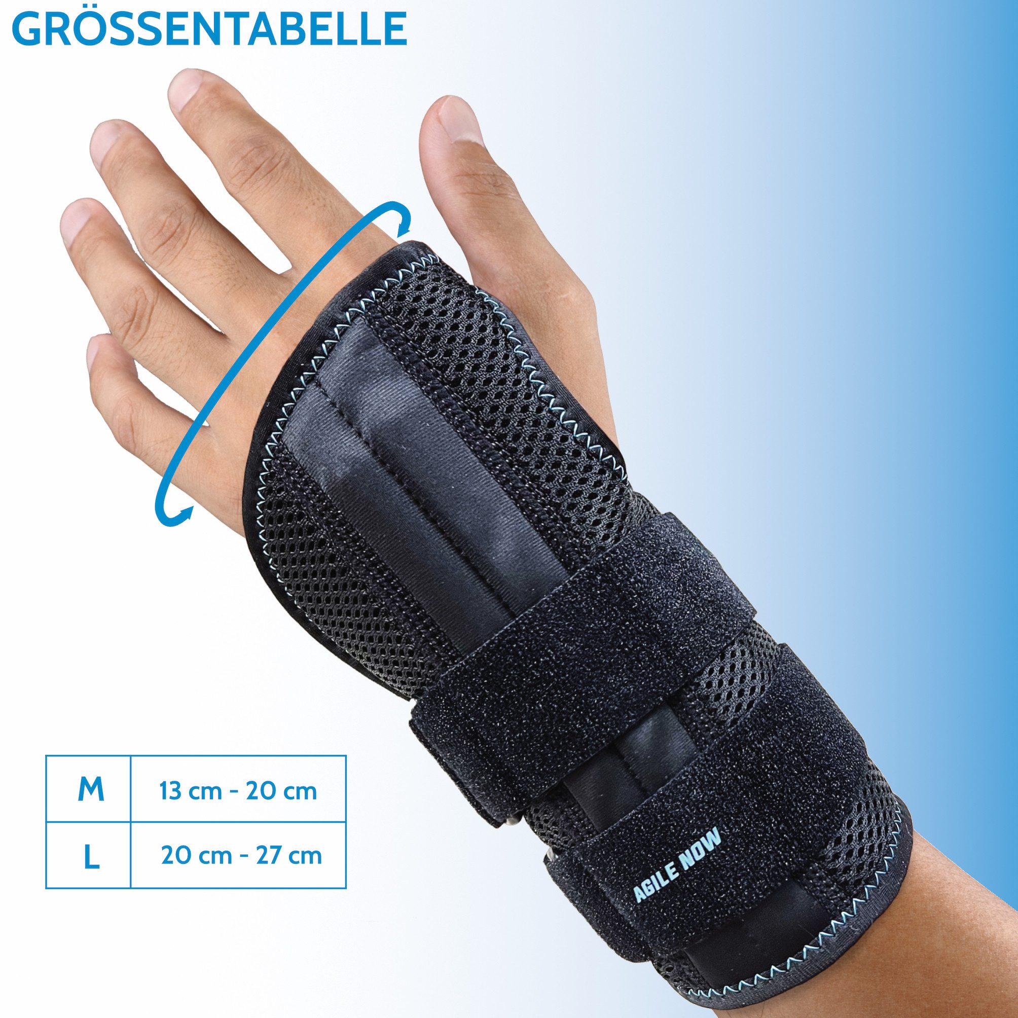 AGILE NOW Handgelenkbandage Performance Up Handgelenk Bandage (Atmungsaktiv, Handgelenk Bandagen), Handgelenkstütze für linke und rechte Hand