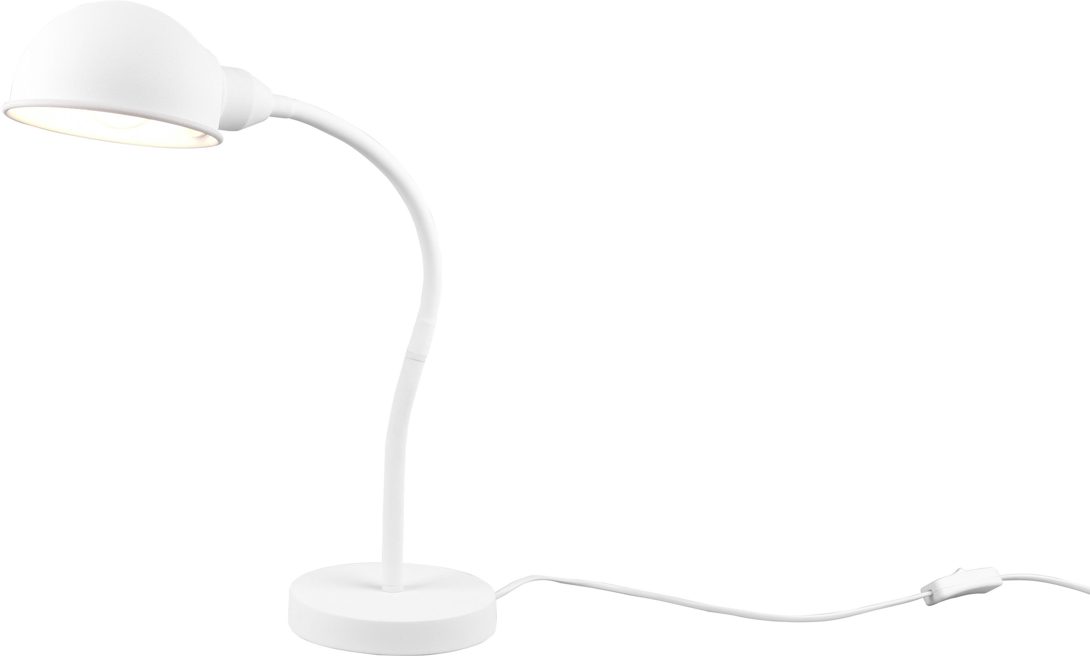 TRIO Leuchten Schreibtischlampe Perry, Ein-/Ausschalter, ohne Leuchtmittel,  warmweiß - kaltweiß, Tischleuchte Büro, exkl. 1xE27 10W, flex. verstellbar,  Schnurschalter, flexibel positionieren dank 150cm Anschlusskabel