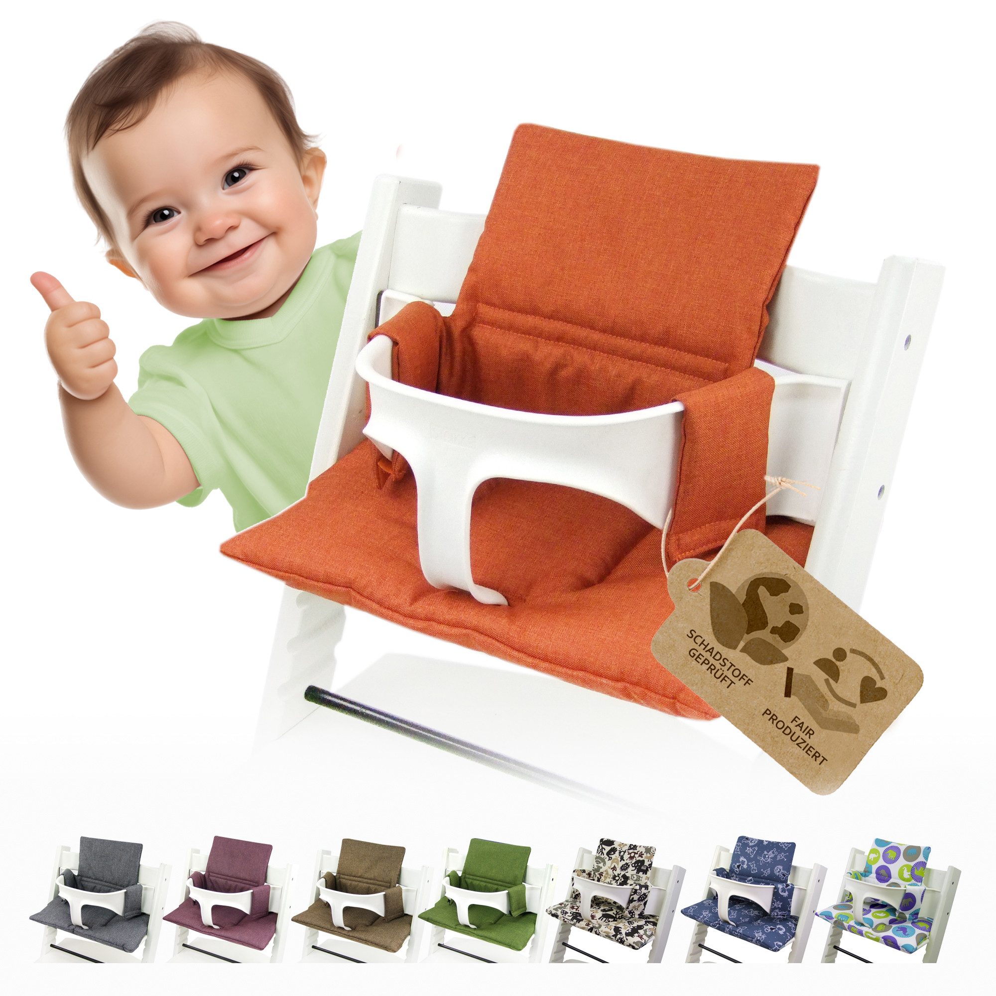 BambiniWelt by Rafael K. Hochstuhlauflage Ersatzbezug Bezug Sitzkissen kompatibel mit Stokke Tripp Trapp Mod. 2
