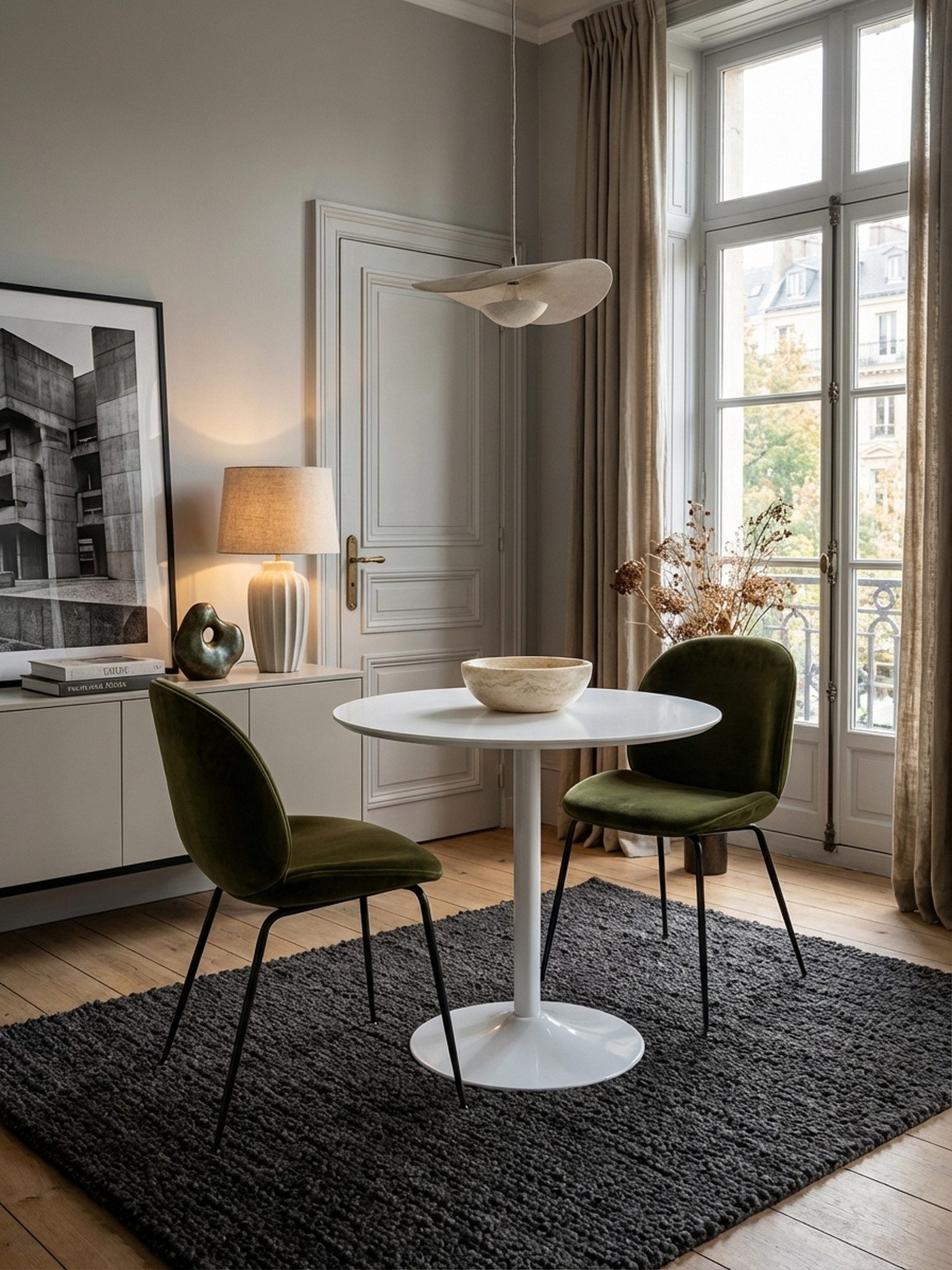 KADIMA DESIGN Esstisch Esszimmertisch für 2 Personen, Hochglanz & Trompeten-Standbein