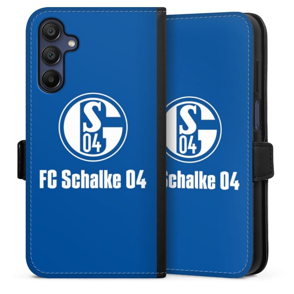 DeinDesign Handyhülle FC Schalke 04 Logo Offizielles Lizenzprodukt FC Schalke 04 Blau, Samsung Galaxy A15 5G Hülle Handy Flip Case Wallet Cover