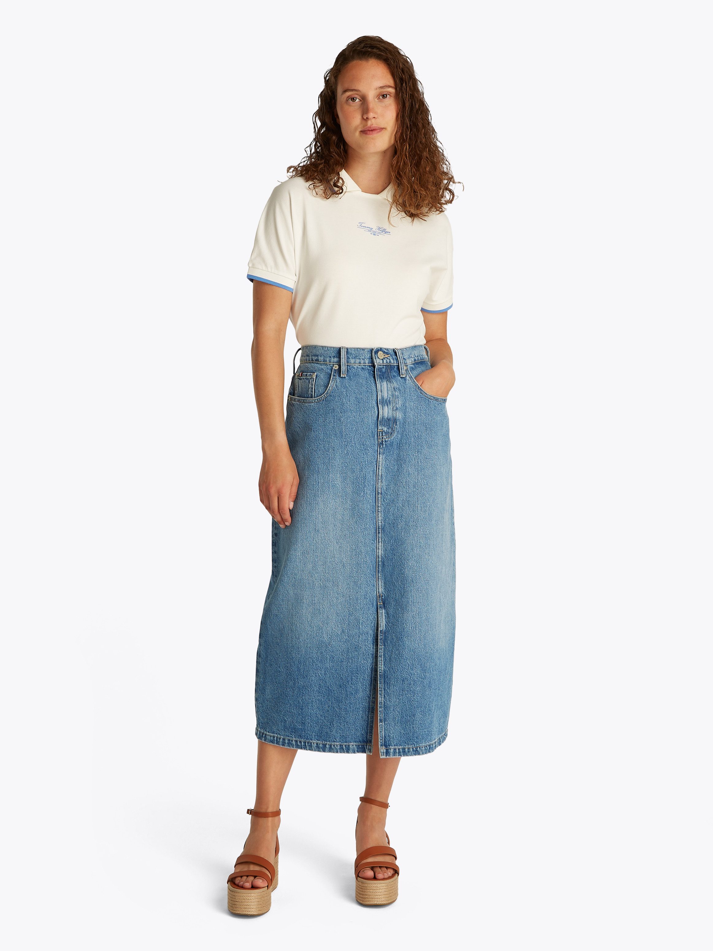 Tommy Hilfiger Jeansrock DNM MIDI STRAIGHT SKIRT HW UMA in blauer Waschung