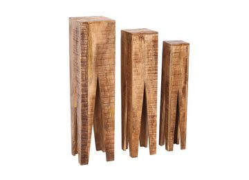 GMD Living Blumenhocker BHOPAL (3er Set, 3 St), Blumensäulen aus massivem Mangoholz, T25 x B25 x H100 cm