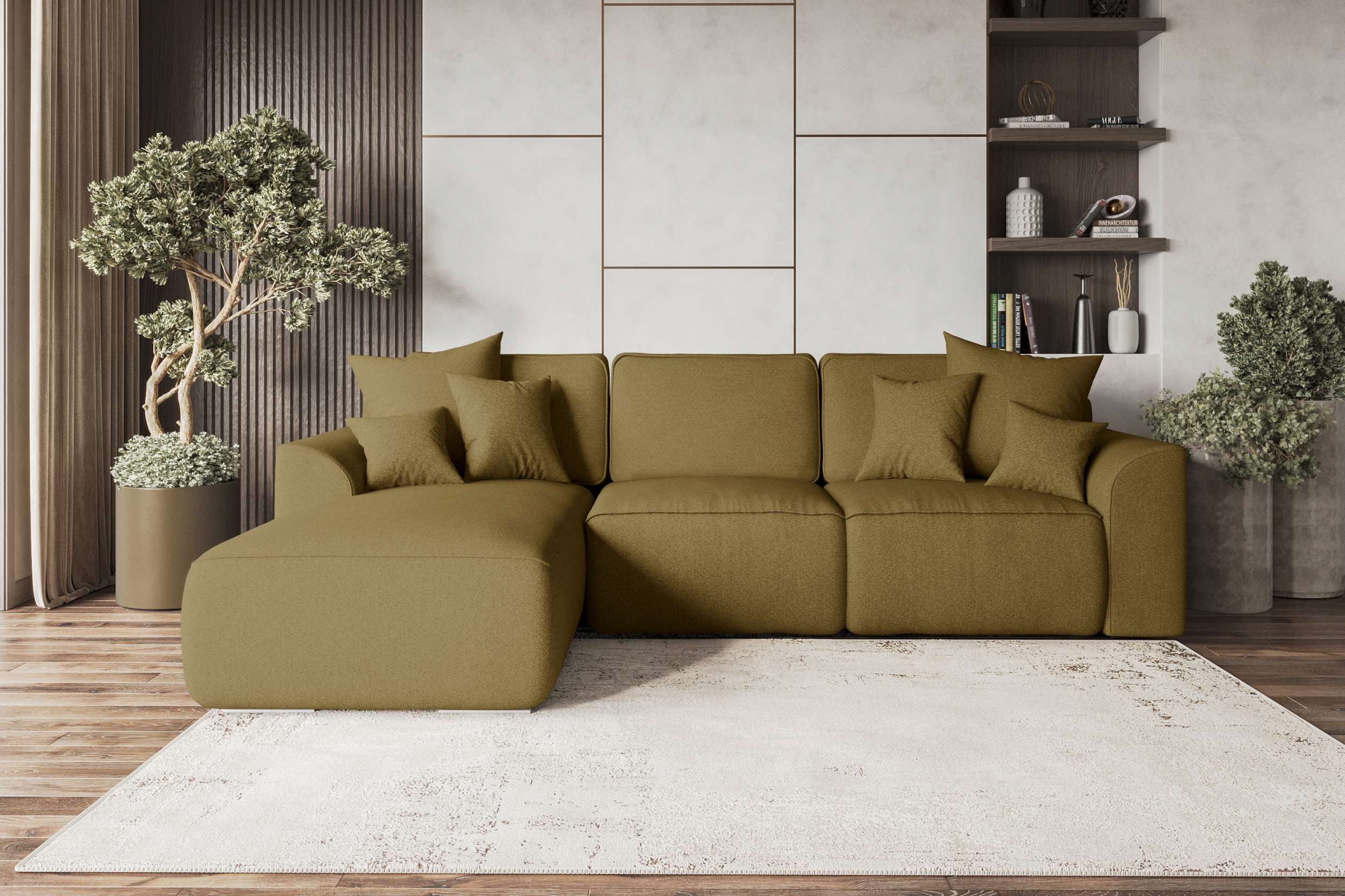 99rooms Ecksofa Gusto, Sofa L-Form, Eckcouch, mit Schlaffunktion, abnehmbaren Rückenkissen, Bezug-Strukturstoff NEVE