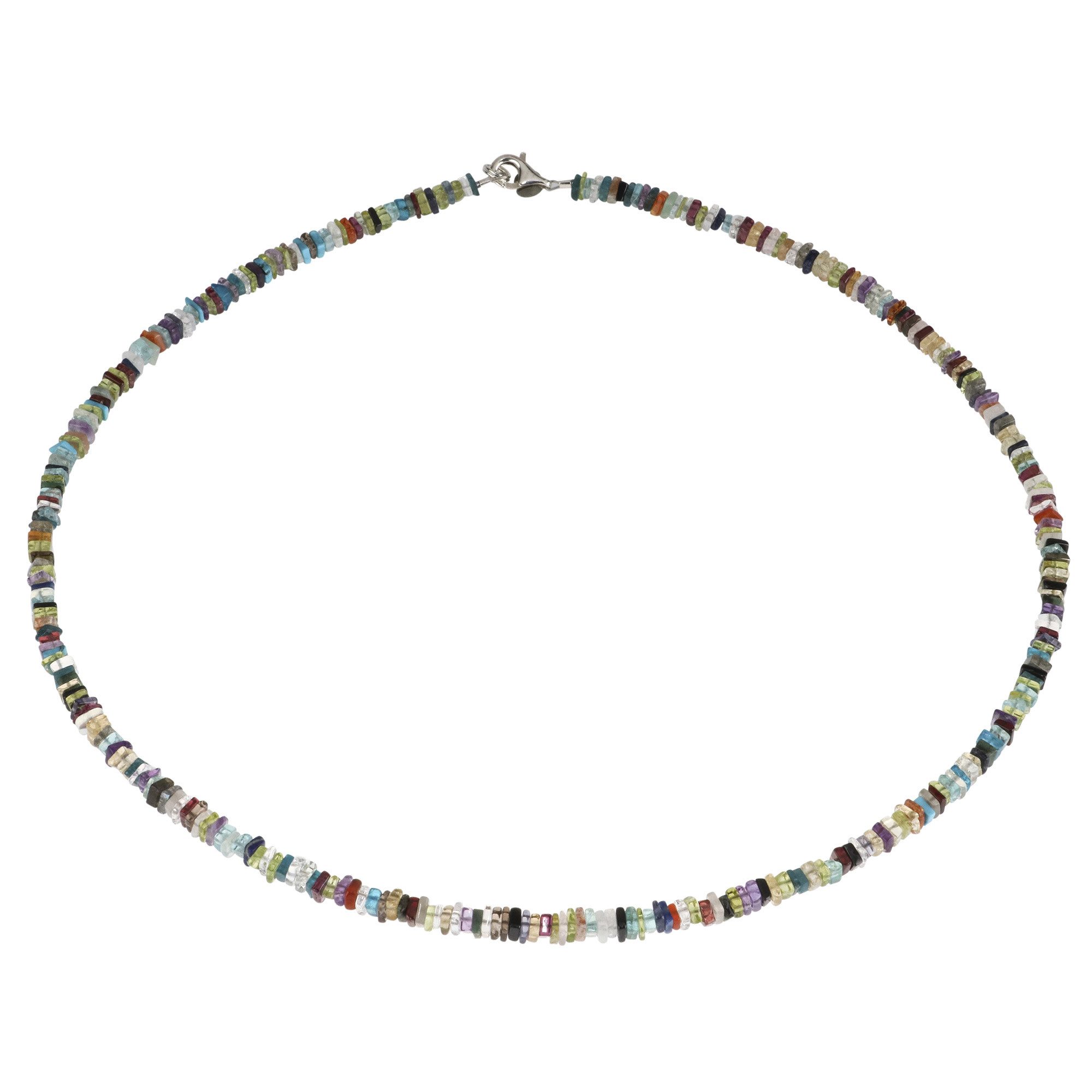 Schmuck Krone Collier Multicolor-Kette aus Achat & 925 Silber, 48cm, Silber 925