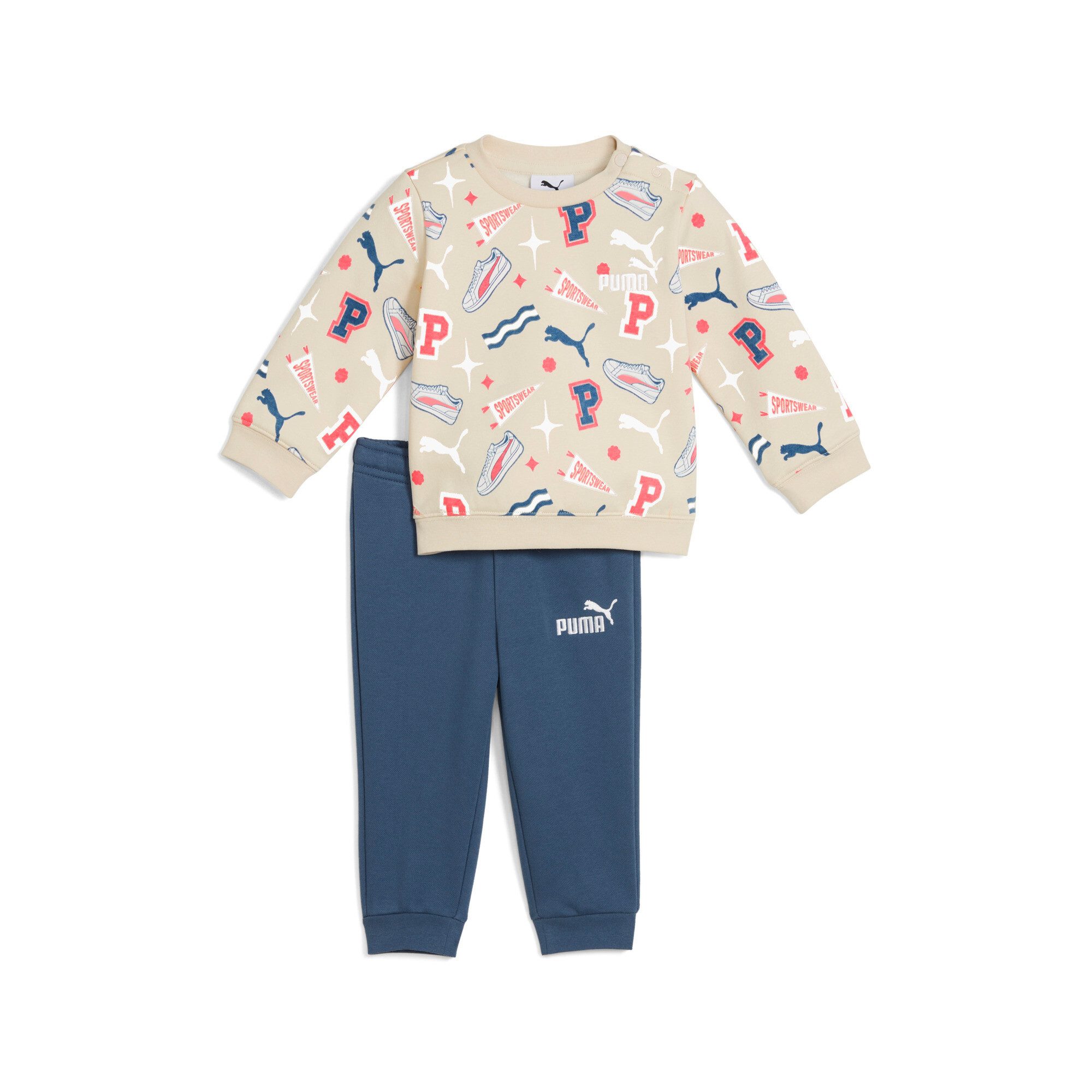 PUMA Jogginganzug MINICATS AOP Crew Set FL I ALPINE SNOW