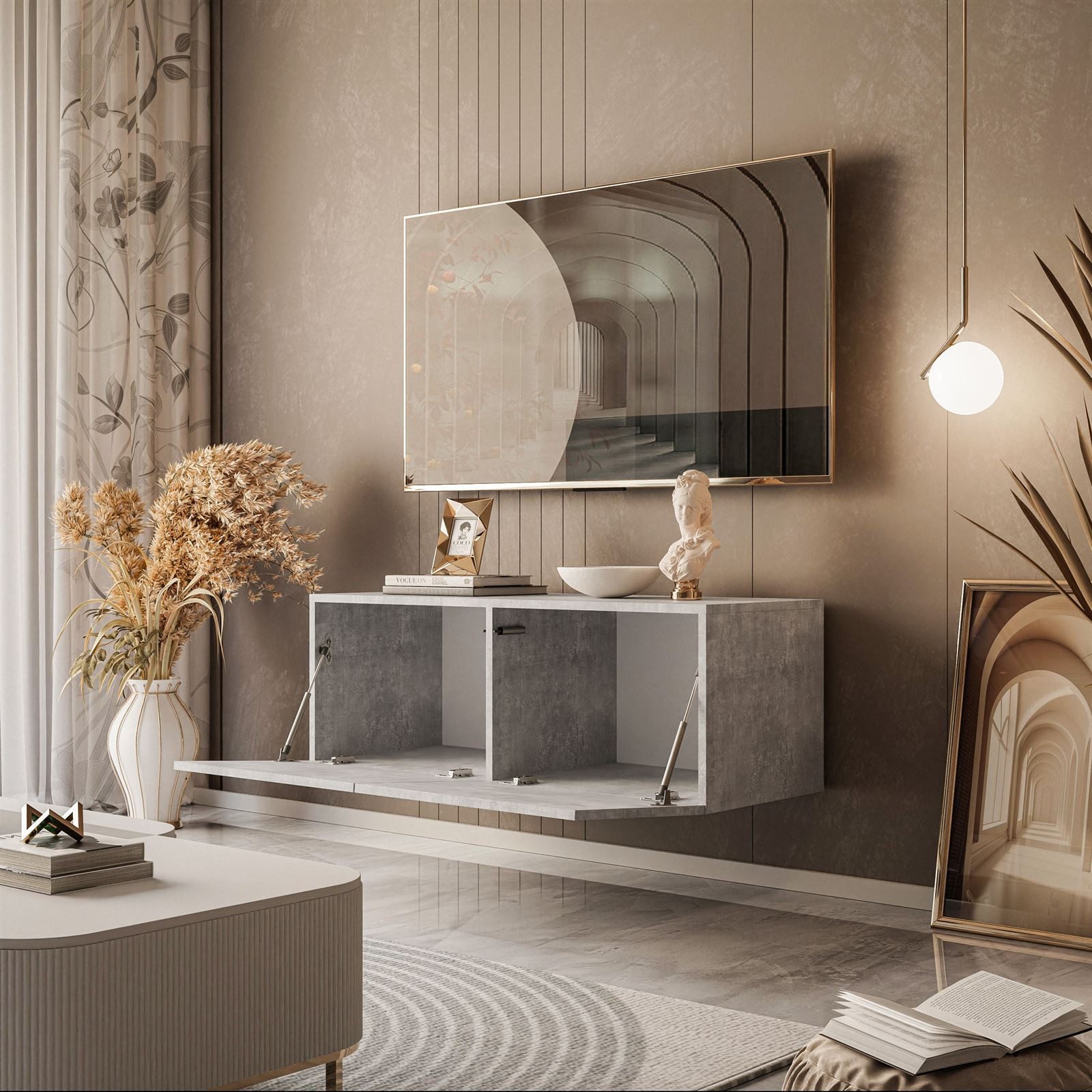 Lookway Lowboard COLGANTE 100 Hängender TV-Schrank Betonoptik