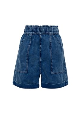 QS Jeansshorts Jeans-Shorts Paper Bag / Relaxed Fit / High Rise / Semi Wide Leg Kontrastnähte, Waschung