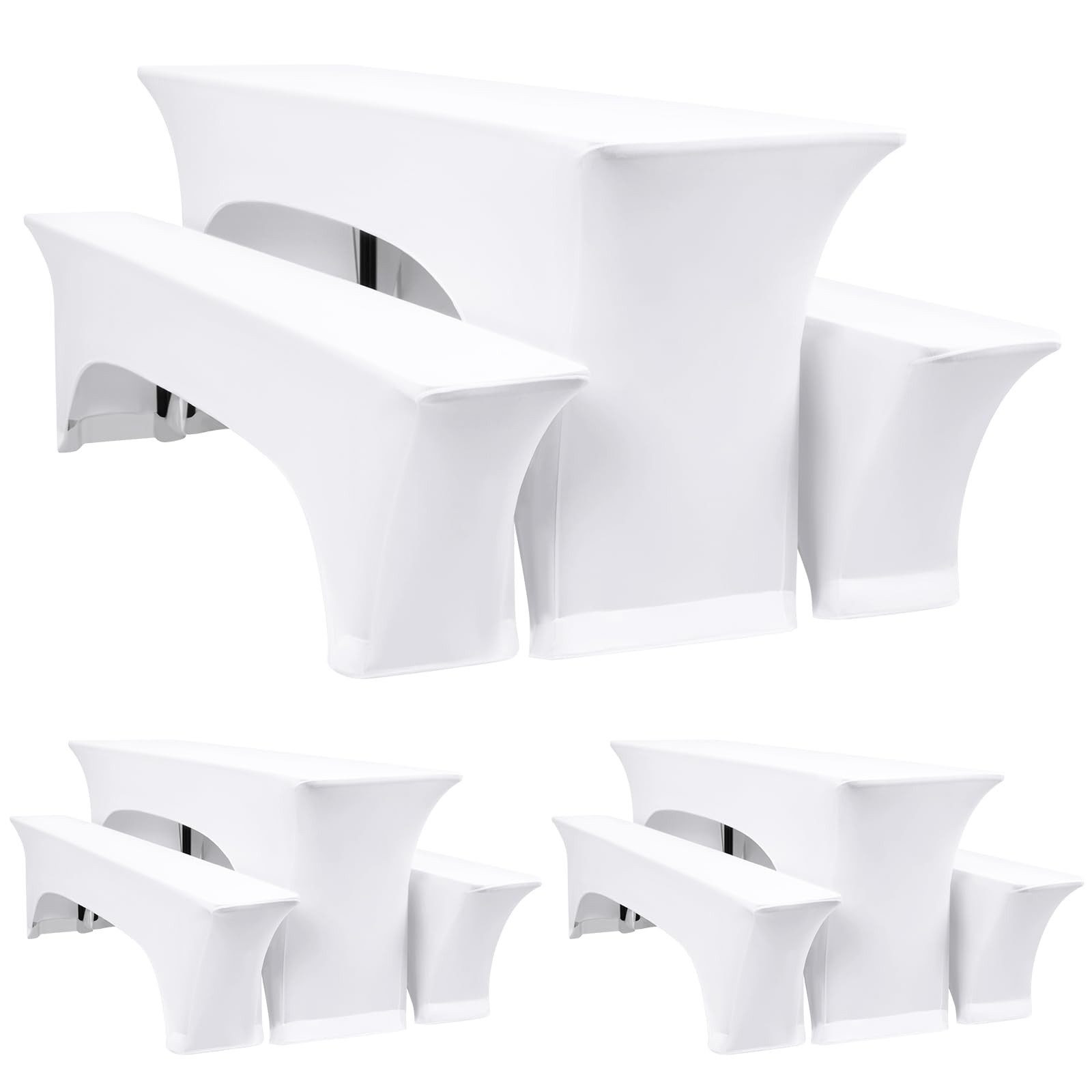 BlingBin Hussen-Set Biertischhussen Set 220x50cm Stretch Tischhusse mit 2 Bierbankhussen, Spandex-Bierzeltgarnitur für Bankett, Gartenmöbel-Bezüge