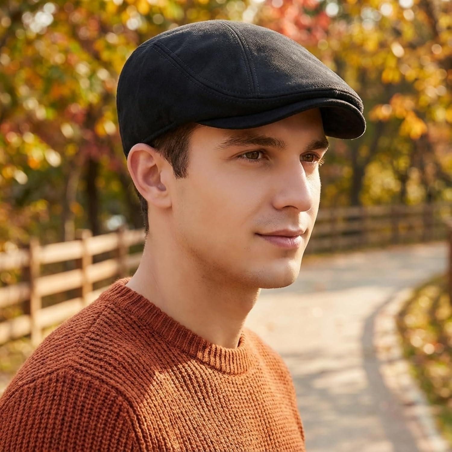LuxusKollektion Schiebermütze Schiebermütze Wildleder Herren Damen Flatcap Einheitsgröße Schwarz