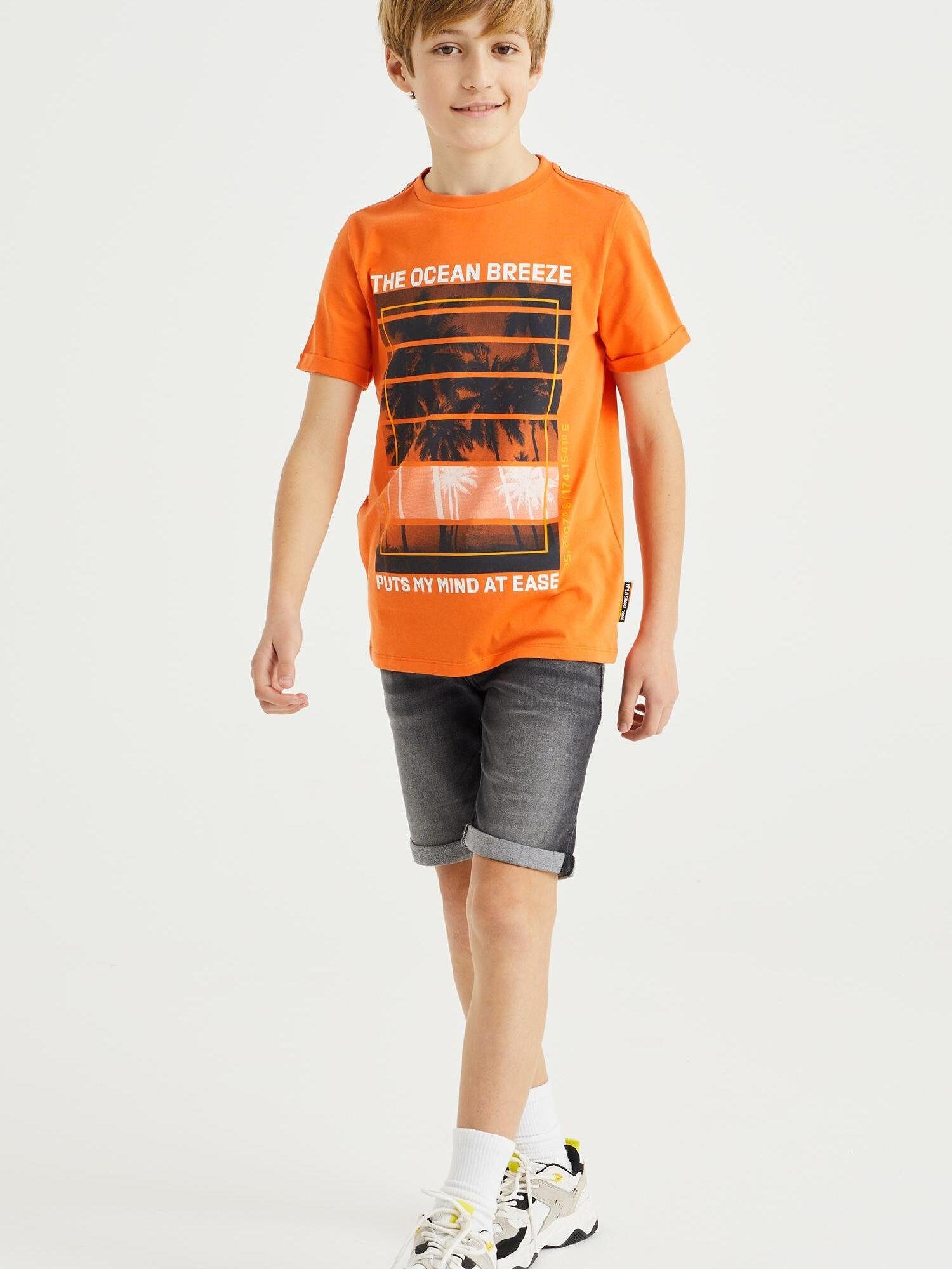 Knallorange (1-tlg) Fashion T-Shirt WE