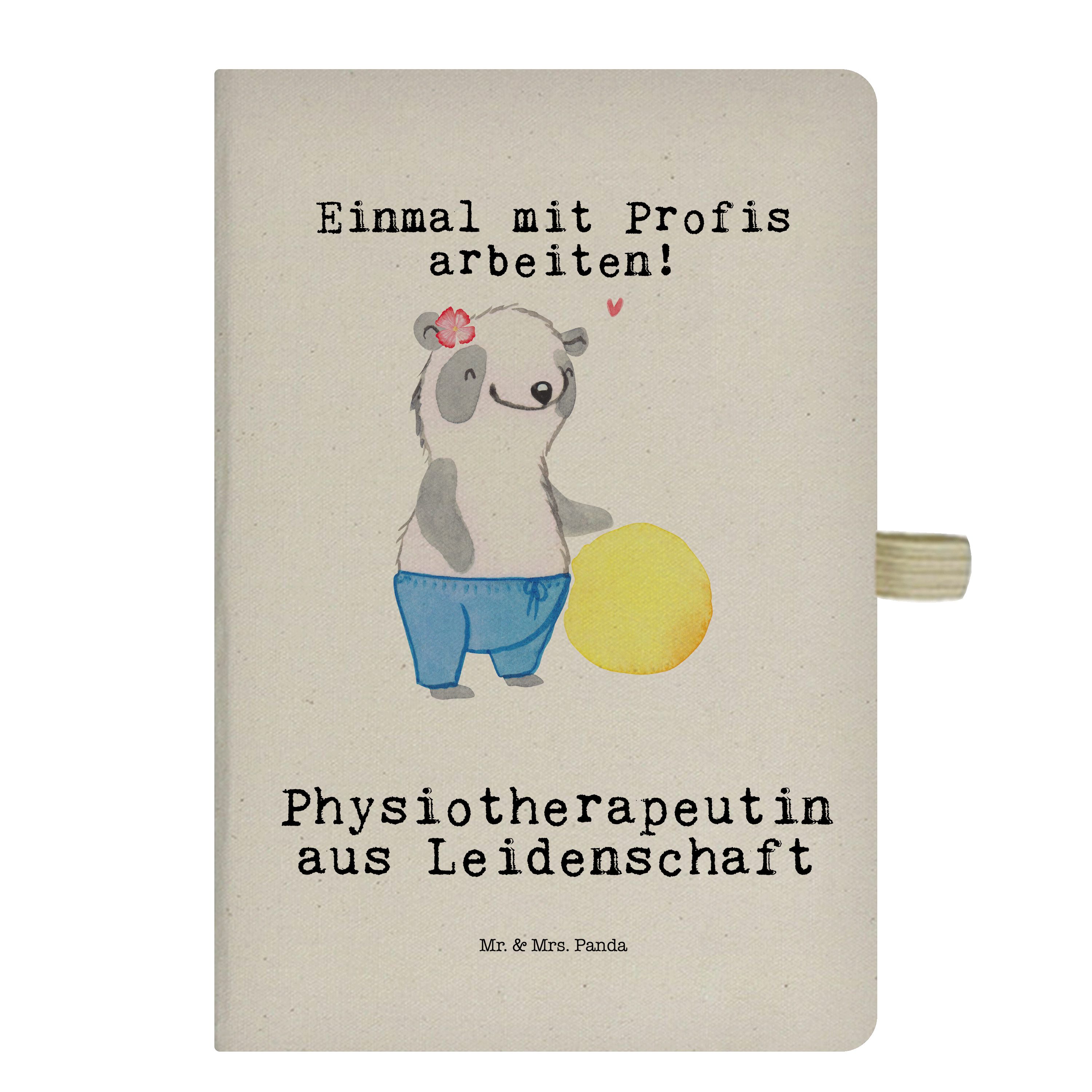 Mr. & Mrs. Panda Notizbuch Physiotherapeutin aus Leidenschaft - Transparent - Geschenk, Schenken Mr. & Mrs. Panda