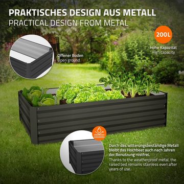 ML-DESIGN Hochbeet Pflanzbeet Pflanzkasten Blumenkasten Gartenbeet Blumenbeet Gemüsebeet, Metall 120x60x30cm 200 Liter Anthrazit wetterfest rostfrei