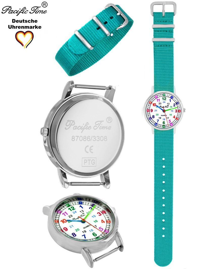 Kinder und Wechselarmband, Quarzuhr türkis - nachhaltiges Mix Gratis Design Lernuhr Pacific Match Time Armbanduhr Versand