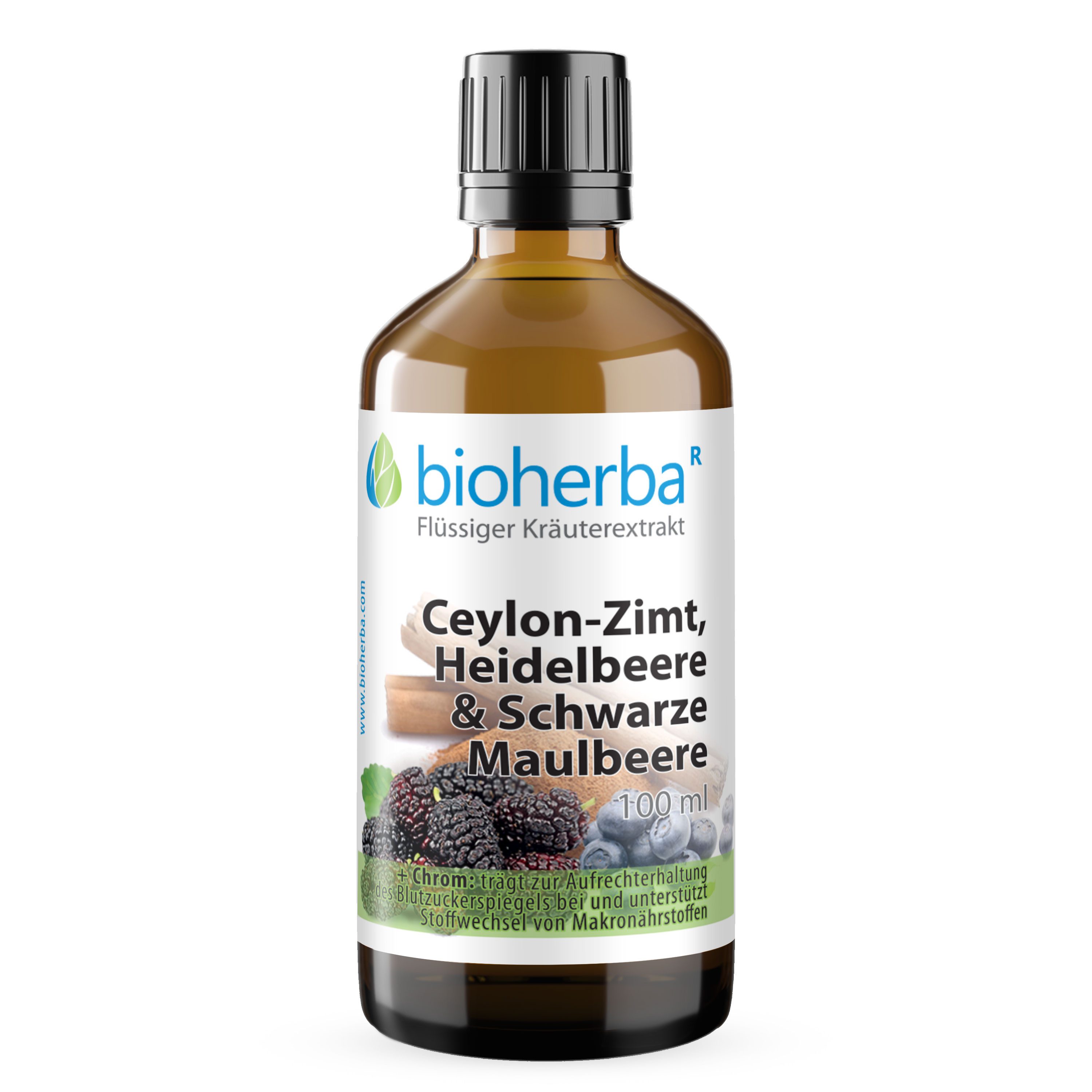 BIOHERBA R Bioherba Ceylon-Zimt Heidelbeere & Schwarze Maulbeere Tropfen 100 ml Glasflasche, 1 er