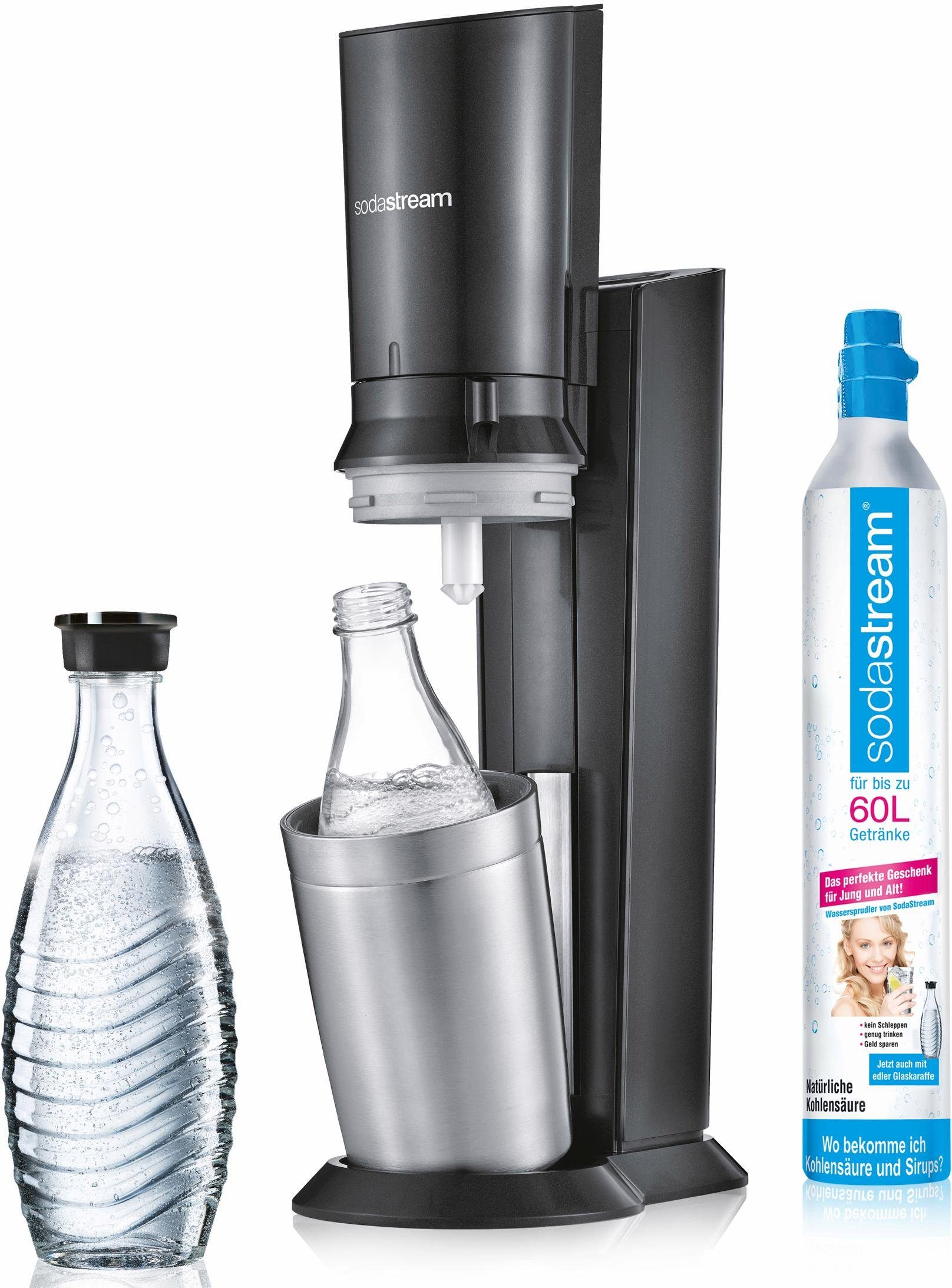 SodaStream Wassersprudler »Crystal 2.0«, (Set, 1 Wassersprudler, 1  Glaskaraffe, 1 Zylinder)