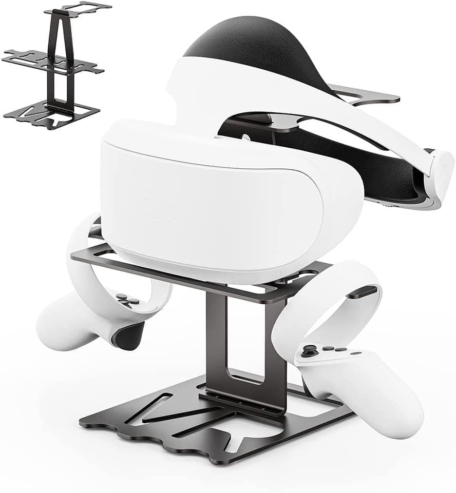 JOEAIS VR Brillen Hülle VR Headset Ständer, Headset Displayhalter und  Controller für Quest 2, Halter Montagestation PS VR Brille Halterung  Vertikaler Standfuß