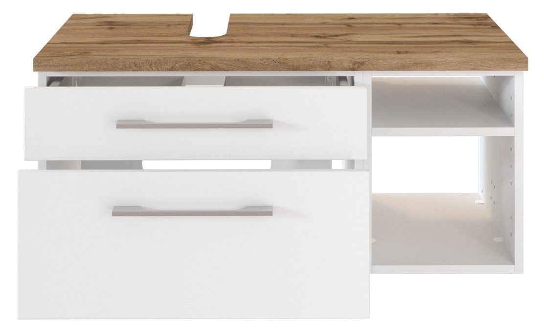 HELD MÖBEL Unterschrank Unterbeckenschrank Davos 90 cm (links) weiß/matt weiß