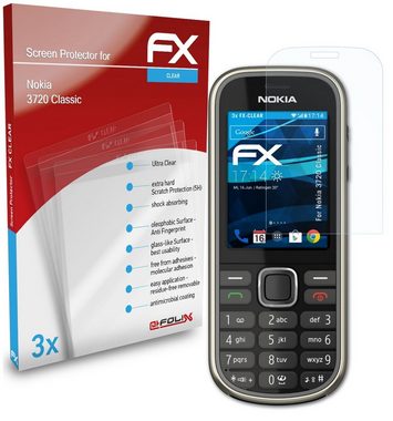 atFoliX Schutzfolie Displayschutz für Nokia 3720 Classic, (3 Folien), Ultraklar und hartbeschichtet