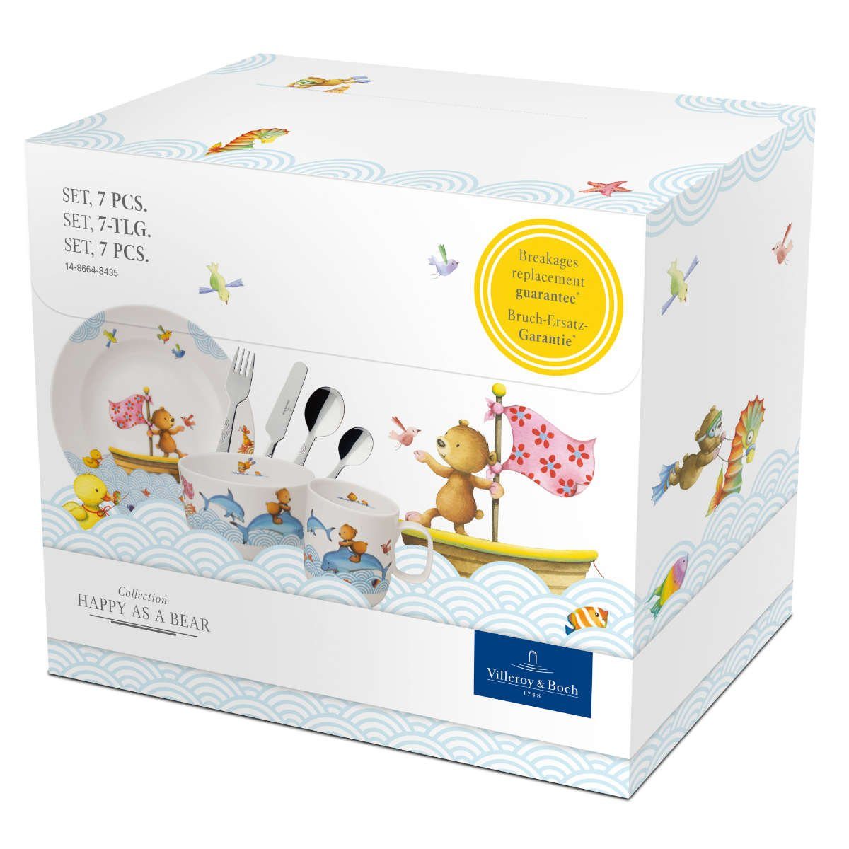 Villeroy & Boch Kindergeschirr-Set Happy as a Bear, Porzellan, rostfreier Edelstahl 18/10, 7-tlg. – Bild 2 von 5