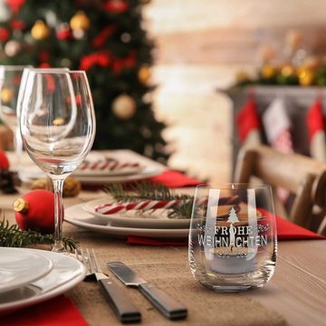 GRAVURZEILE Teelichthalter von Leonardo aus Glas mit Gravur - Frohe Weihnachten Vintage V2 (Weihnachtsdeko), Geschenke für Frauen und Männer zu Weihnachten Nikolaus und Wichtel