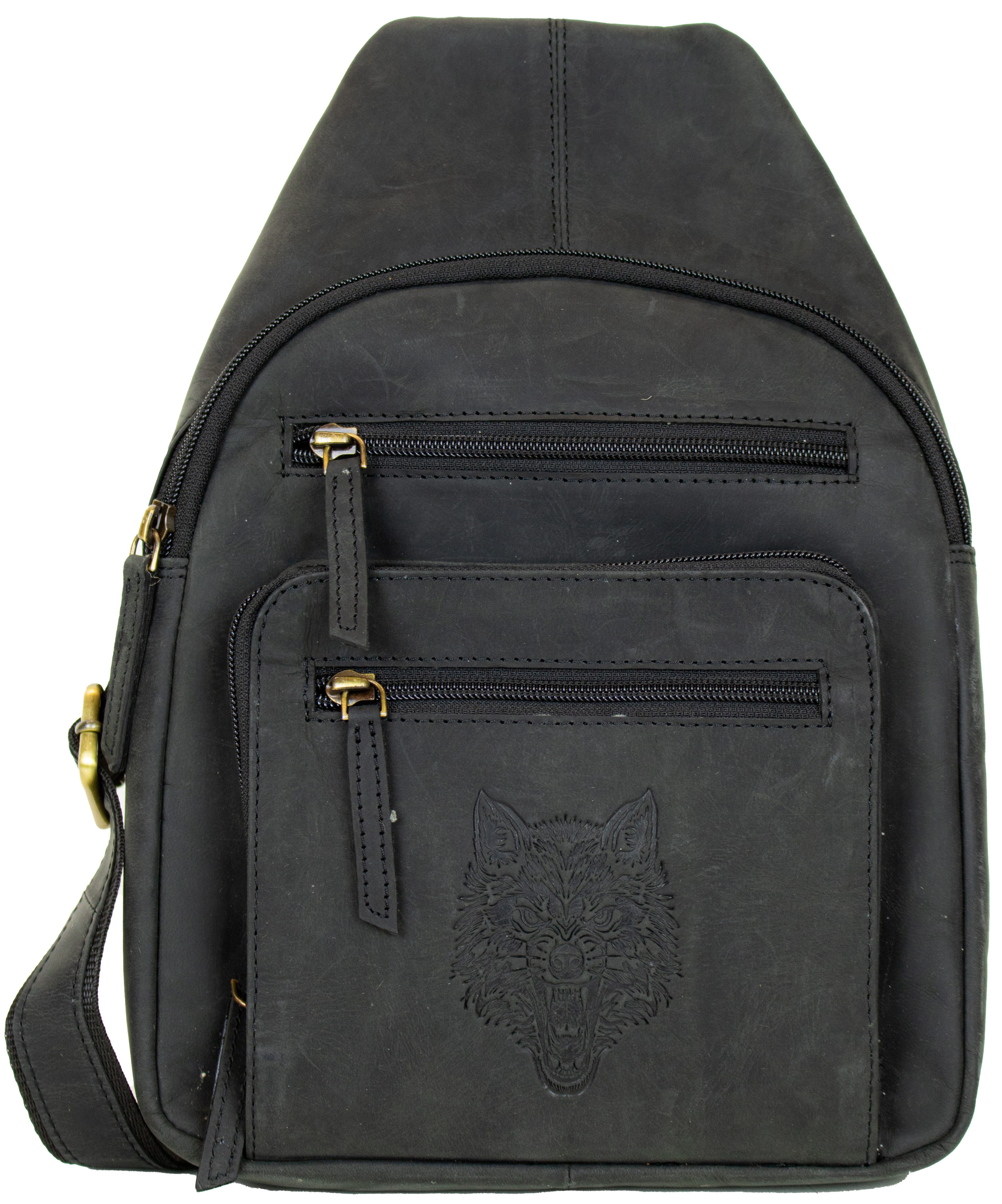 MDM Schultertasche Herren Leder Schultertasche Brusttasche Slingbag Rucksack, 3 verschiedene Lederprägungen, Vintage-Stil, echtes Rindsleder