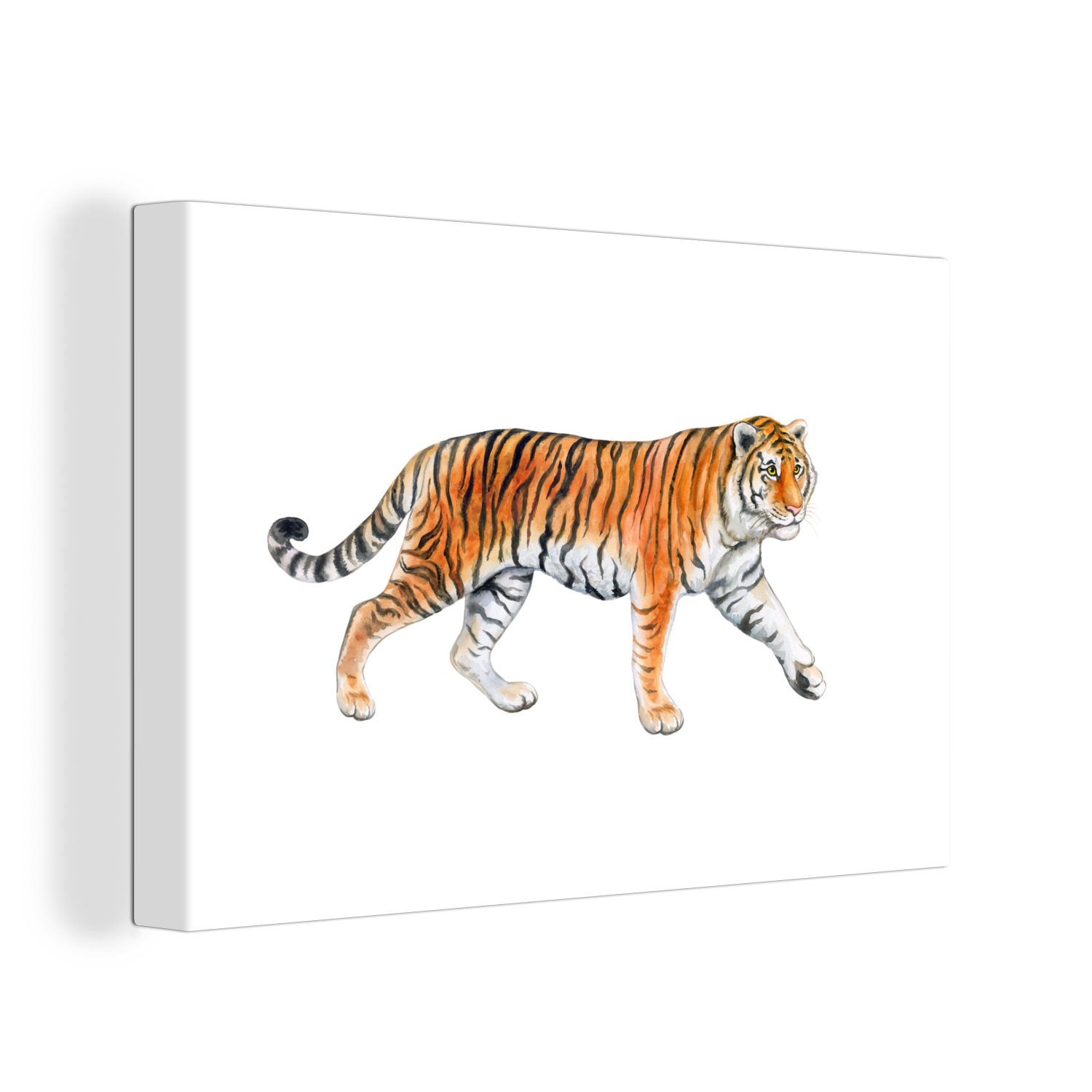 OneMillionCanvasses® Leinwandbild Tiger - Orange - Weiß, (1 St), Wandbild Leinwandbilder, Aufhängefertig, Wanddeko, 30x20 cm