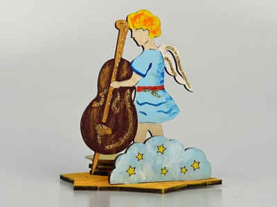 DeColibri Kreativset Bastelset Basteln Weihnachten Holz Engel Cello, (Bastelset zum Bemalen und Gestalten), Made in Germany