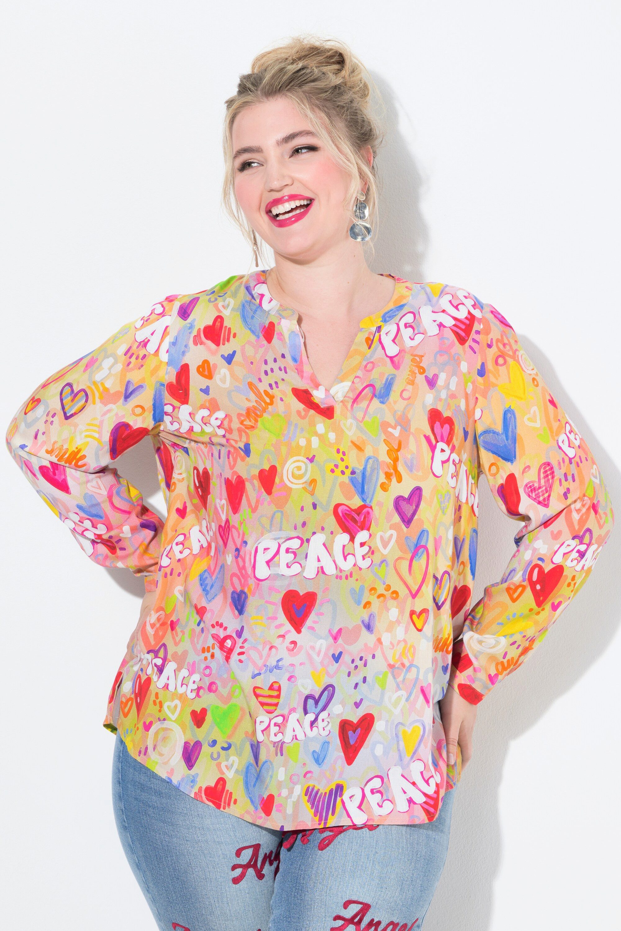 Angel of Style Tunika Tunika farbiges Herz-Muster Langarm günstig online kaufen