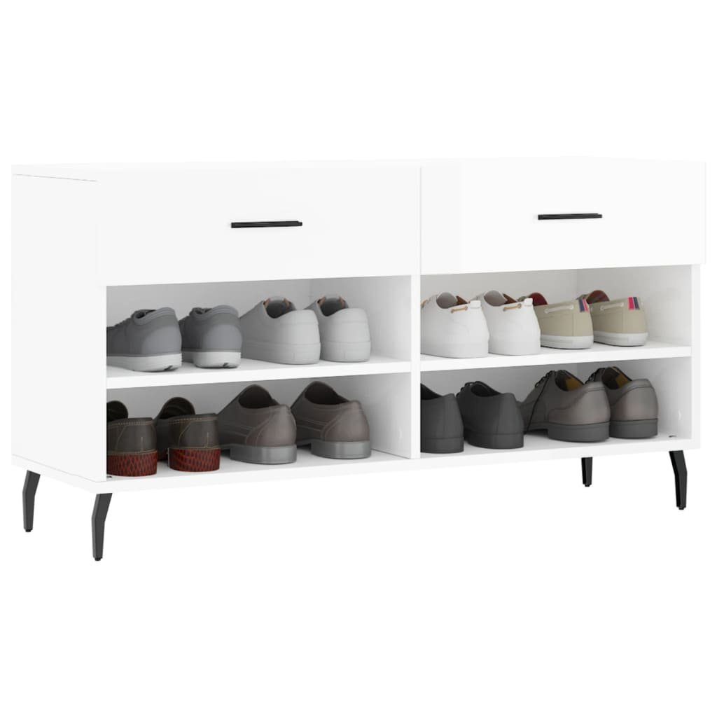 vidaXL Schuhschrank NA Schuhregal Schuhschrank Flurschrank Schuhbank Hochglanz-Weiß 102x35